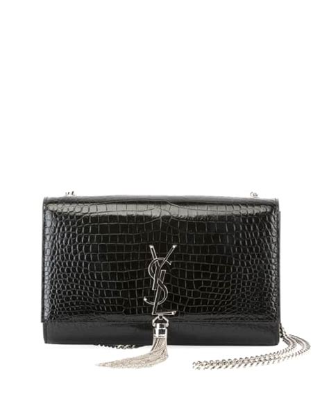 ysl medium kate tassel croc embossed